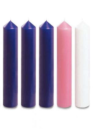 Picture of Advent candles 3 Purple 1 Pink 1 White 12'' x 2''