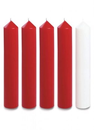 Picture of Advent candles 4 Red 1 White 12'' x 2''