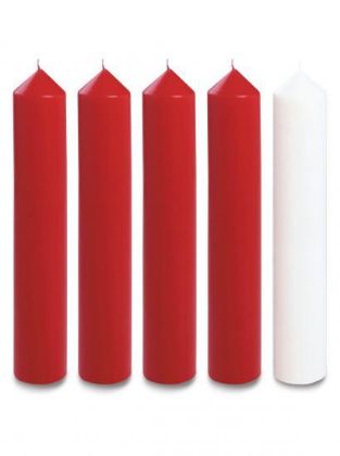 Picture of Advent candles 4 Red 1 White 18'' x 2''