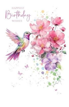 Picture of Hummingbird and flowers